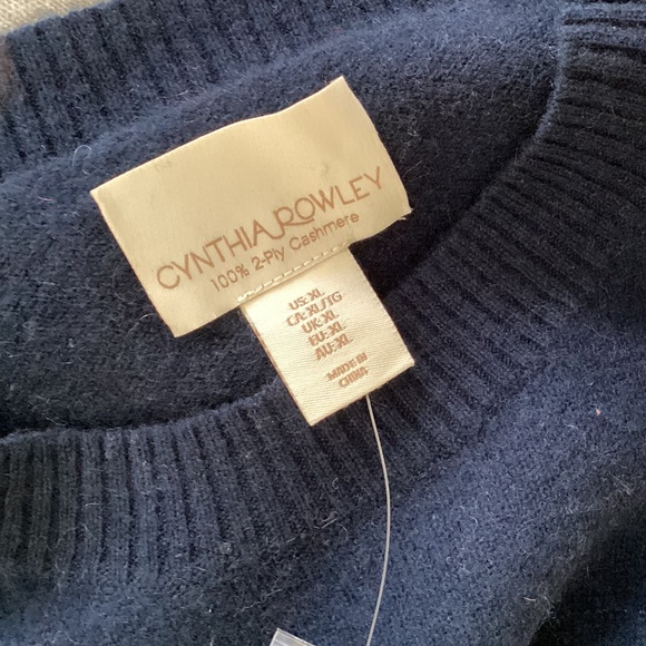 Cynthia Rowley 100% 2-Ply Cashmere Navy Red/White Stars Embroidered Sweater XL - Picture 6 of 14